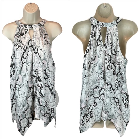 Laundry Raven Python Print Asymmetrical Choker Neckline Blouse - Picture 5 of 8